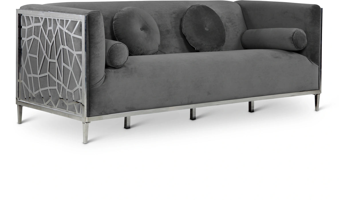 Opal Grey Velvet Sofa