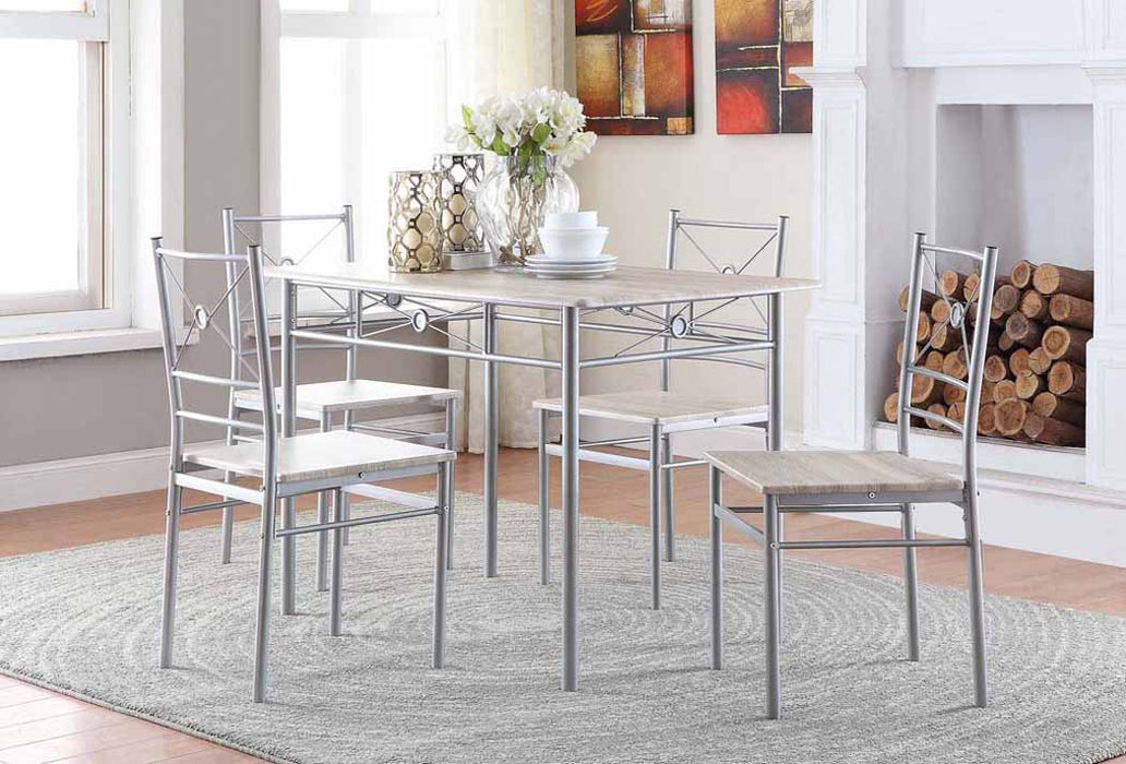 Anna Fontana 5-piece Rectangular Dining Set Brushed Silver - US Furniture & Mattress (Waterbury,CT)*