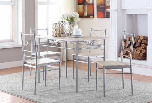 Anna Fontana 5-piece Rectangular Dining Set Brushed Silver - US Furniture & Mattress (Waterbury,CT)*