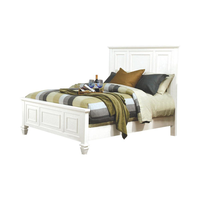 Sandy Beach Eastern King Panel Bed with High Headboard Cream White image