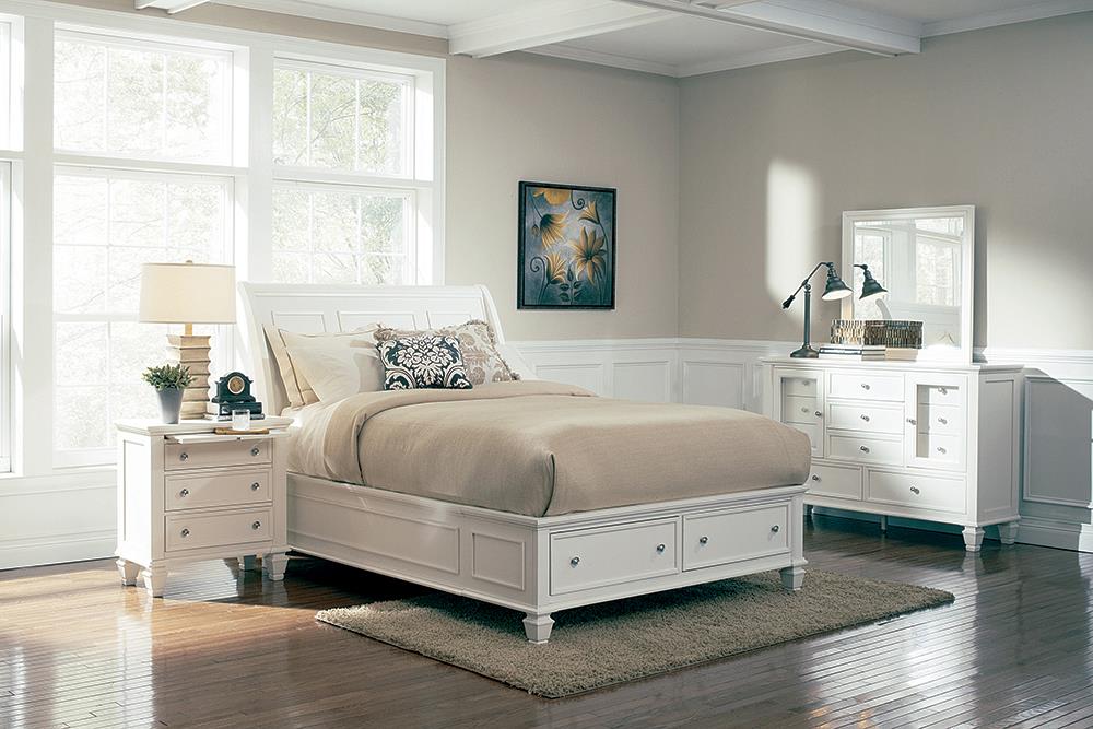 Sandy Beach 4 & 5 Piece Storage Bedroom Set with Sleigh Headboard E.King, Queen, & Cal.King - US Furniture & Mattress (Waterbury,CT)*
