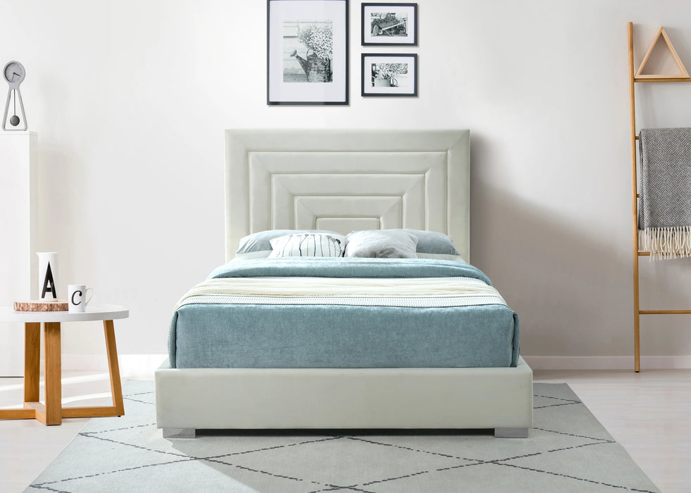 Nora Cream Velvet King Bed