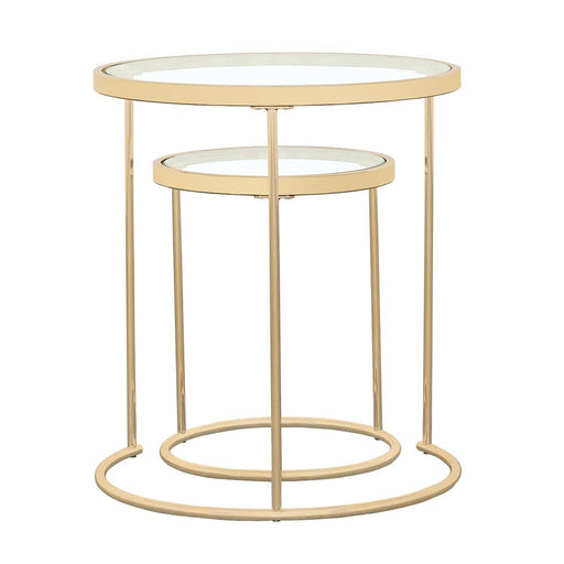 Maylin 2-piece Round Glass Top Nesting Tables Gold image