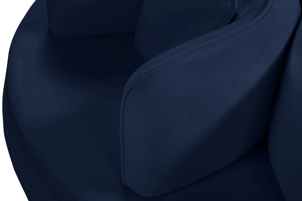 Circlet Navy Velvet Round Sofa Settee