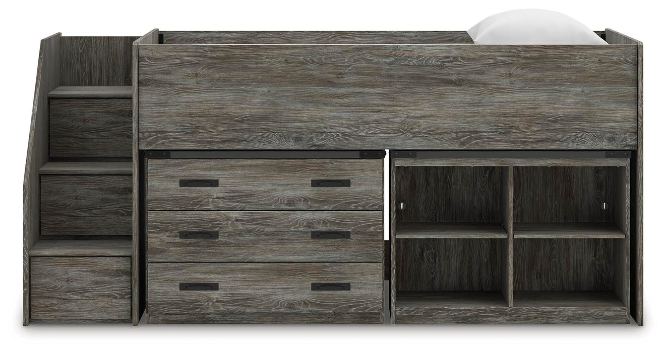 Frandern Loft Bed with Bookcase and Drawer Storage - US Furniture & Mattress (Waterbury,CT)*