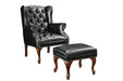 Roberts Button Tufted Back Accent Chair with Ottoman Black and Espresso - US Furniture & Mattress (Waterbury,CT)*