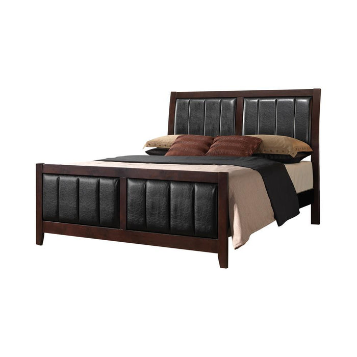 Carlton Queen Upholstered Bed Cappuccino and Black