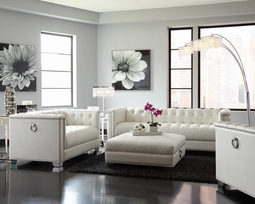 Chaviano Tufted Upholstered Sofa Pearl White