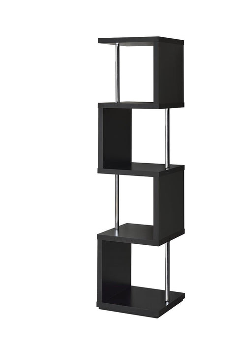 Baxter 4-shelf Bookcase Black and Chrome