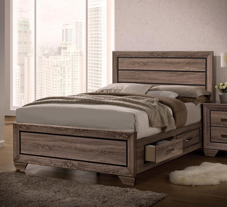 Kauffman California King, E.king, & Queen Panel Bed Washed Taupe - US Furniture & Mattress (Waterbury,CT)*