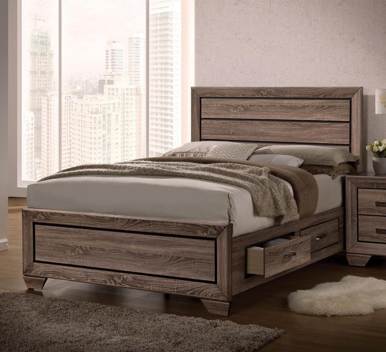 Kauffman California King, E.king, & Queen Panel Bed Washed Taupe - US Furniture & Mattress (Waterbury,CT)*