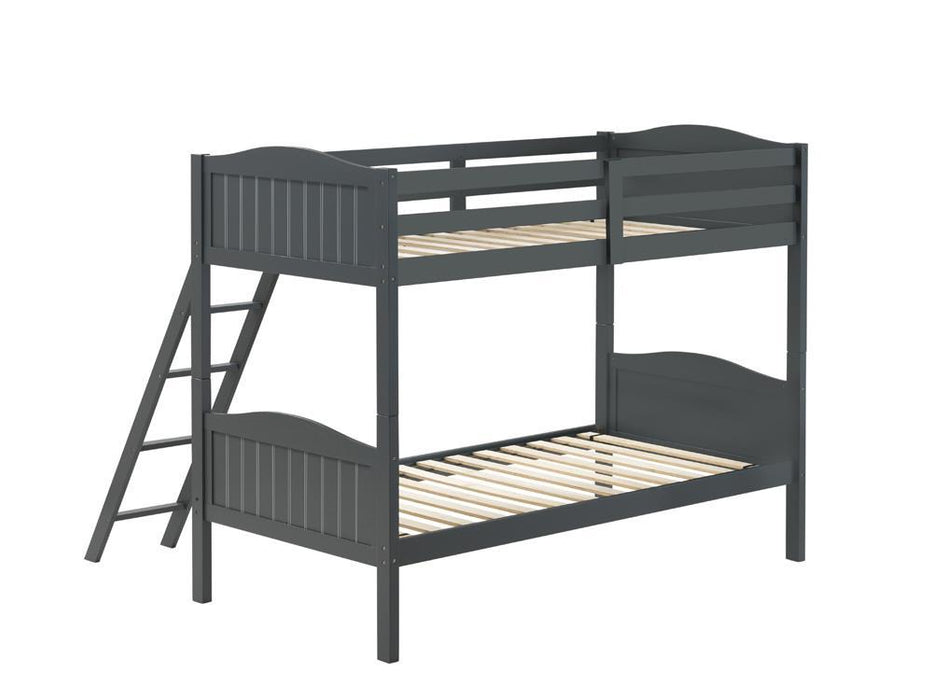 Arlo Twin Over Twin Bunk Bed with Ladder Grey