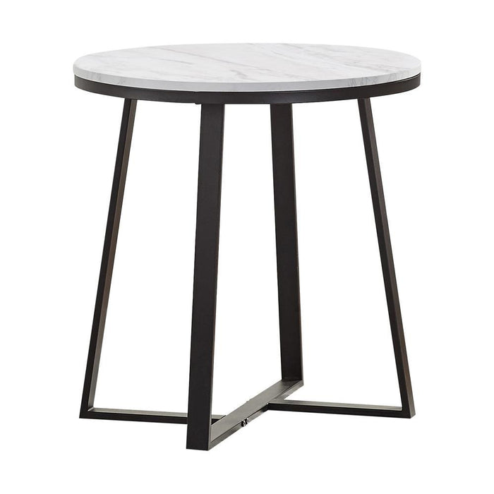 Hugo Metal Base Round End Table White and Matte Black