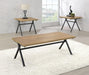 Colmar 3-piece Trestle Occasional Table Set Golden Oak and Gunmetal - US Furniture & Mattress (Waterbury,CT)*