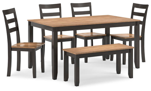 Gesthaven Dining Table with 4 Chairs and Bench (Set of 6) - US Furniture & Mattress (Waterbury,CT)*