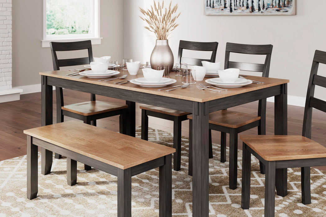 Gesthaven Dining Table with 4 Chairs and Bench (Set of 6) - US Furniture & Mattress (Waterbury,CT)*
