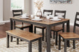 Gesthaven Dining Table with 4 Chairs and Bench (Set of 6) - US Furniture & Mattress (Waterbury,CT)*