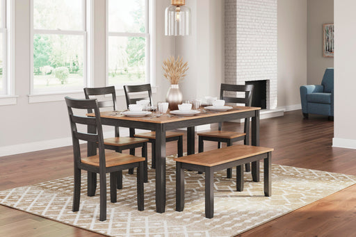 Gesthaven Dining Table with 4 Chairs and Bench (Set of 6) - US Furniture & Mattress (Waterbury,CT)*