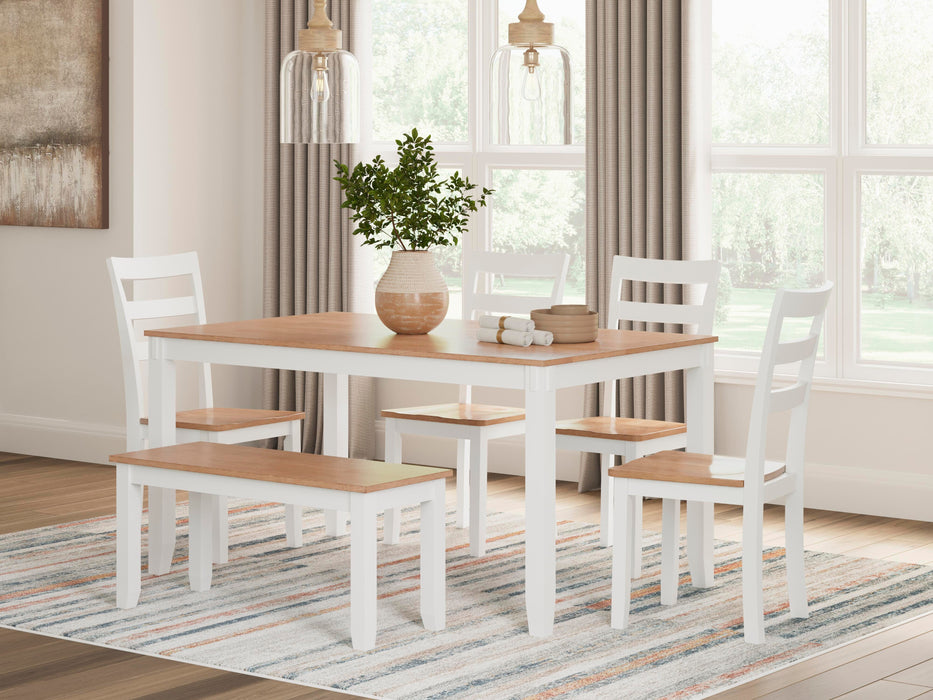 Gesthaven Dining Table with 4 Chairs and Bench (Set of 6) - US Furniture & Mattress (Waterbury,CT)*