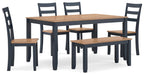 Gesthaven Dining Table with 4 Chairs and Bench (Set of 6) - US Furniture & Mattress (Waterbury,CT)*