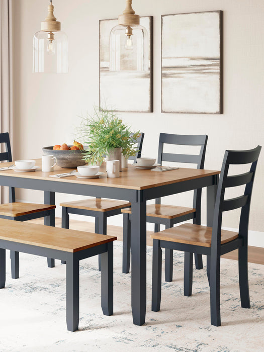 Gesthaven Dining Table with 4 Chairs and Bench (Set of 6) - US Furniture & Mattress (Waterbury,CT)*