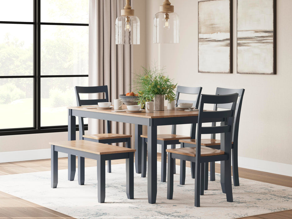 Gesthaven Dining Table with 4 Chairs and Bench (Set of 6) - US Furniture & Mattress (Waterbury,CT)*