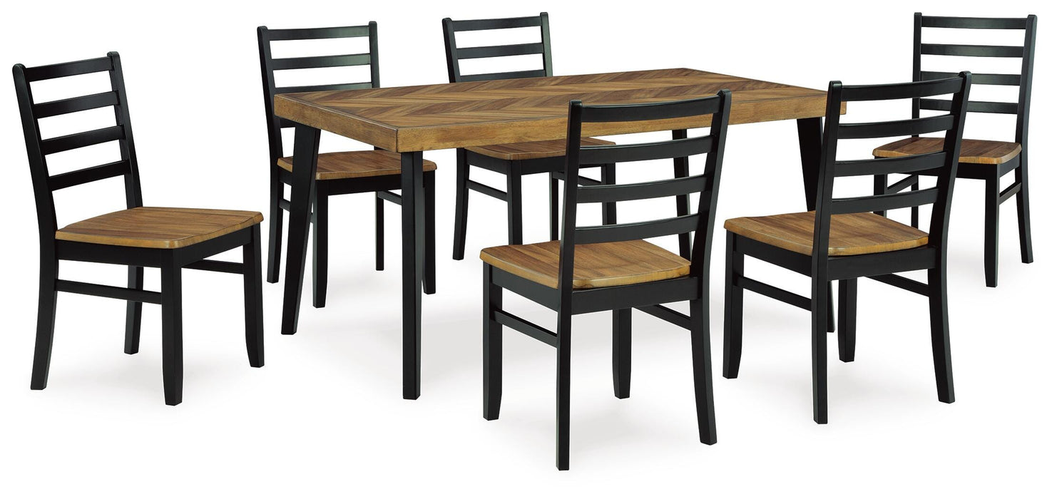 Blondon Dining Table and 6 Chairs (Set of 7) - US Furniture & Mattress (Waterbury,CT)*