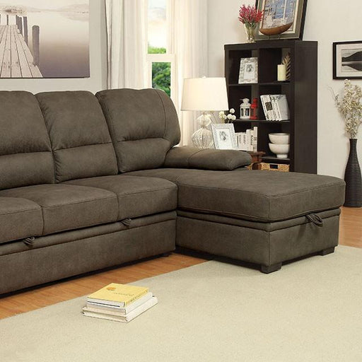 ALCESTER Brown & Gray Sectional w/ Sleeper, Ash - US Furniture & Mattress (Waterbury,CT)*