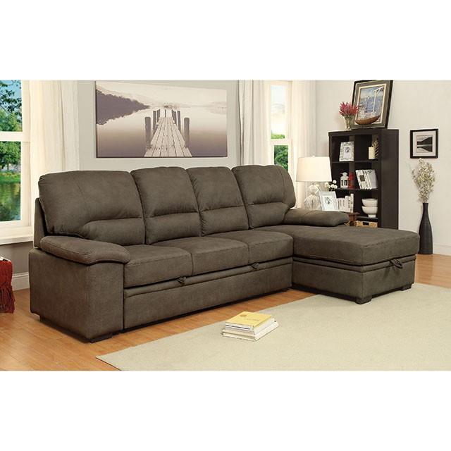 ALCESTER Brown & Gray Sectional w/ Sleeper, Ash - US Furniture & Mattress (Waterbury,CT)*
