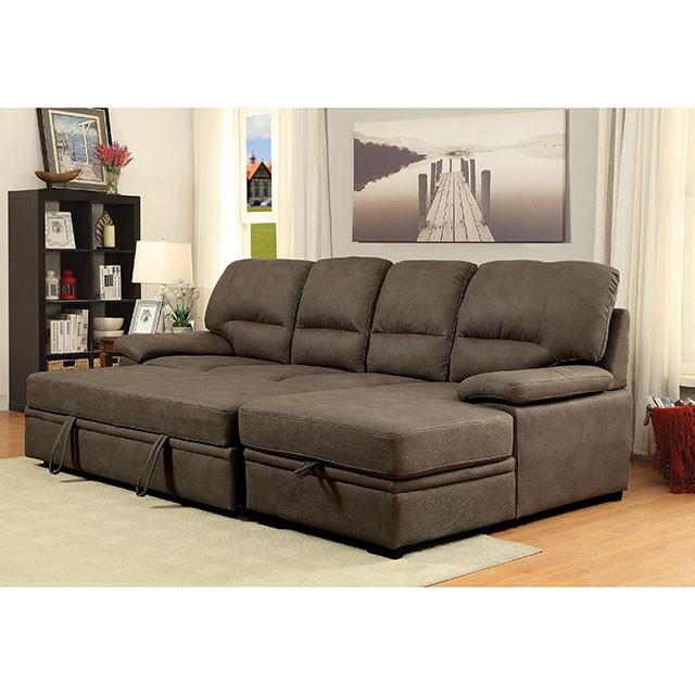 ALCESTER Brown & Gray Sectional w/ Sleeper, Ash - US Furniture & Mattress (Waterbury,CT)*