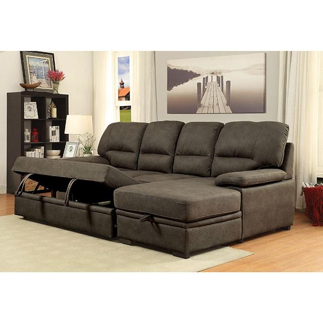 ALCESTER Brown & Gray Sectional w/ Sleeper, Ash - US Furniture & Mattress (Waterbury,CT)*