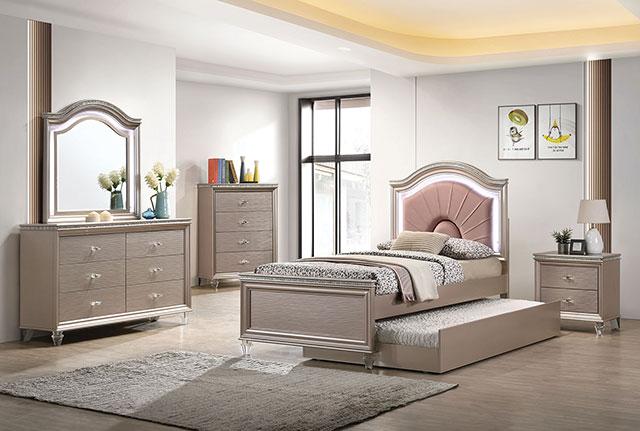 Allie Bed Beige & Pink - US Furniture & Mattress (Waterbury,CT)*