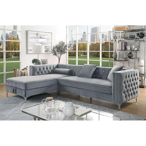 Amie Glam Gray & Black Sectional w/Storage - US Furniture & Mattress (Waterbury,CT)*