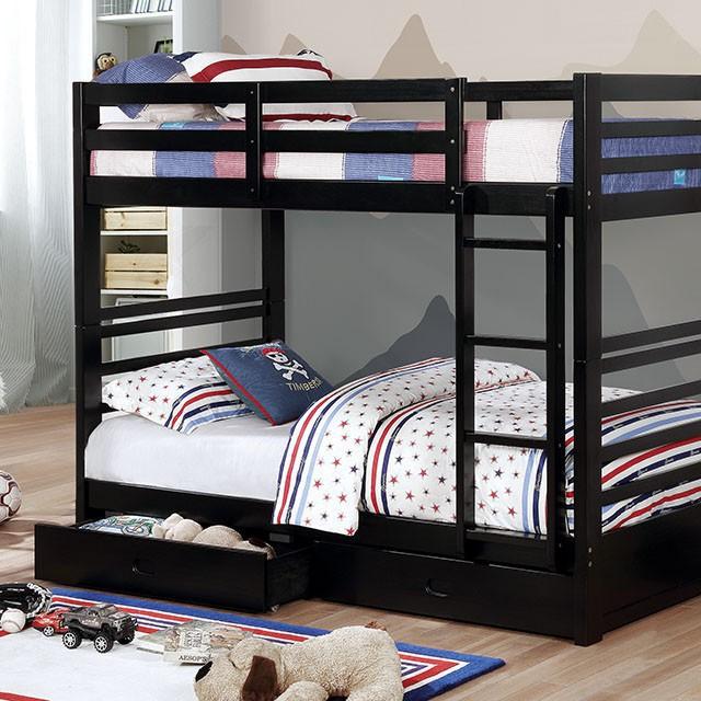 California Iv Black, Walnut, Gray, & White Twin/Twin Bunk Bed - US Furniture & Mattress (Waterbury,CT)*