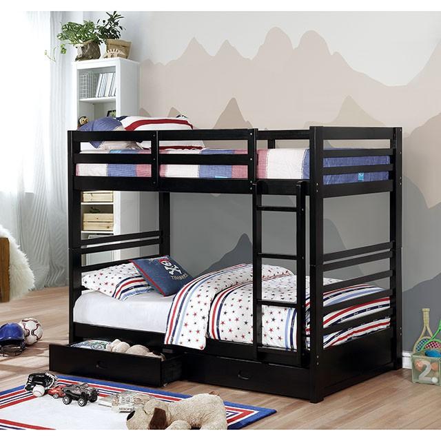 California Iv Black, Walnut, Gray, & White Twin/Twin Bunk Bed - US Furniture & Mattress (Waterbury,CT)*