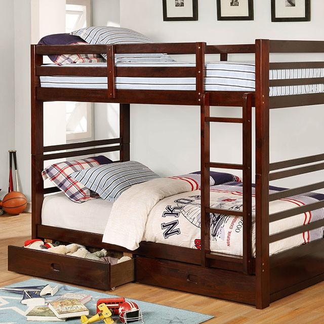 California Iv Black, Walnut, Gray, & White Twin/Twin Bunk Bed - US Furniture & Mattress (Waterbury,CT)*
