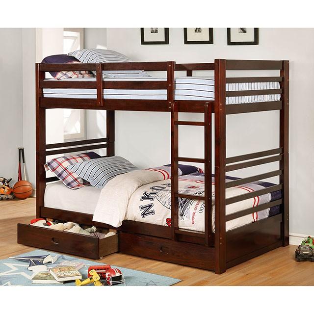 California Iv Black, Walnut, Gray, & White Twin/Twin Bunk Bed - US Furniture & Mattress (Waterbury,CT)*