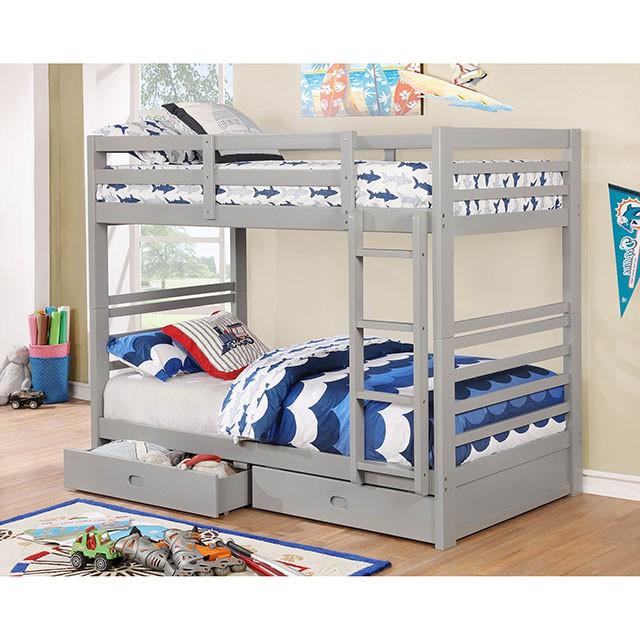 California Iv Black, Walnut, Gray, & White Twin/Twin Bunk Bed - US Furniture & Mattress (Waterbury,CT)*