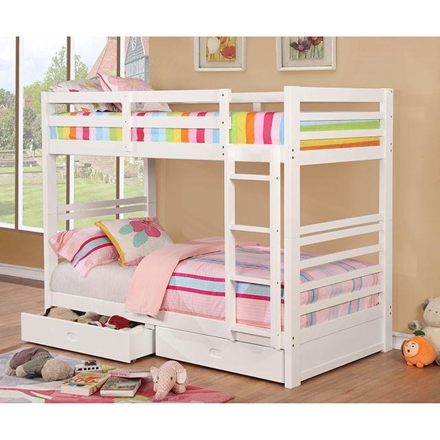 California Iv Black, Walnut, Gray, & White Twin/Twin Bunk Bed - US Furniture & Mattress (Waterbury,CT)*