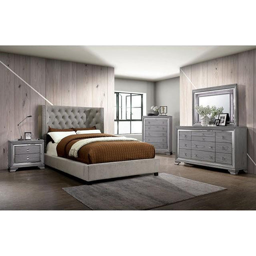 Cayla Cal.King, E.King, & Queen Bed Silver & Grey - US Furniture & Mattress (Waterbury,CT)*