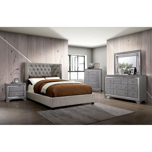 Cayla Cal.King, E.King, & Queen Bed Silver & Grey - US Furniture & Mattress (Waterbury,CT)*