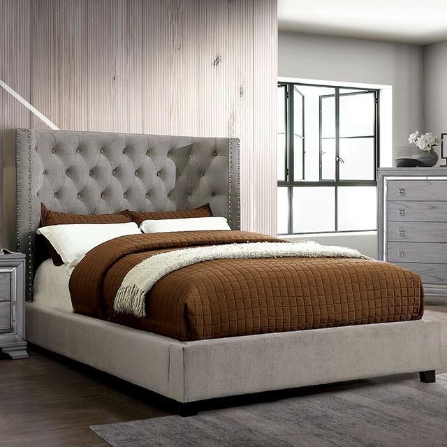 Cayla Cal.King, E.King, & Queen Bed Silver & Grey - US Furniture & Mattress (Waterbury,CT)*