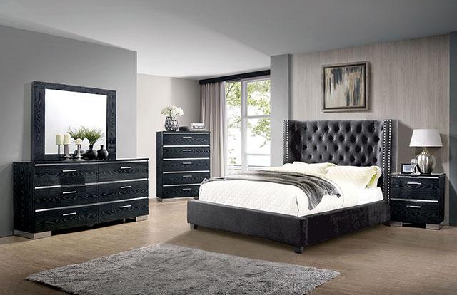 Cayla Cal.King, E.King, & Queen Bed Silver & Grey - US Furniture & Mattress (Waterbury,CT)*
