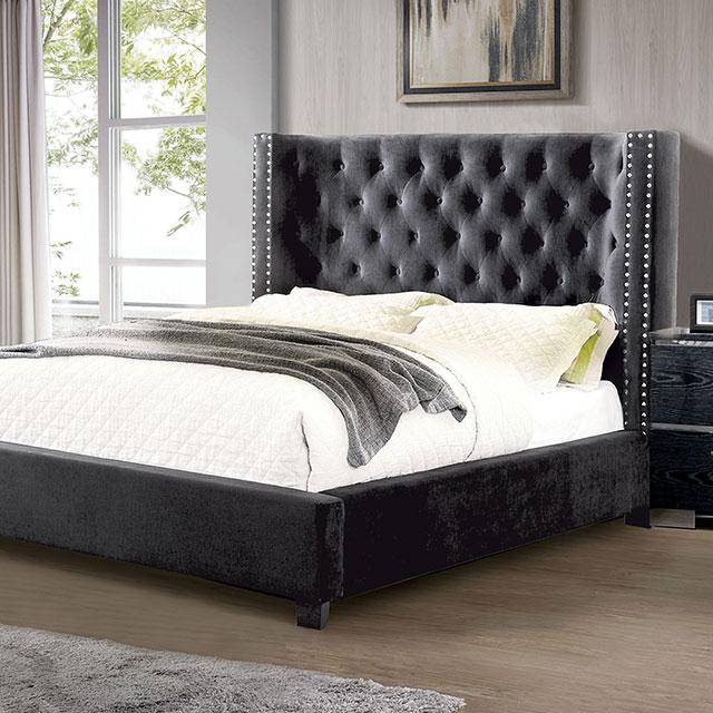 Cayla Cal.King, E.King, & Queen Bed Silver & Grey - US Furniture & Mattress (Waterbury,CT)*