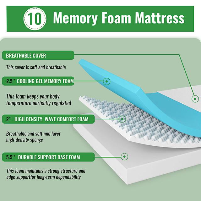 Coreopsis 10" Twin Memory Foam Wave Comfort - US Furniture & Mattress (Waterbury,CT)*