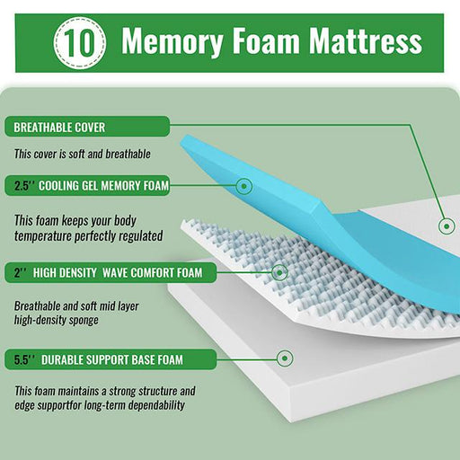 Coreopsis 10" Twin Memory Foam Wave Comfort - US Furniture & Mattress (Waterbury,CT)*