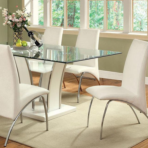 Glenview White/Chrome Dining Table - US Furniture & Mattress (Waterbury,CT)*