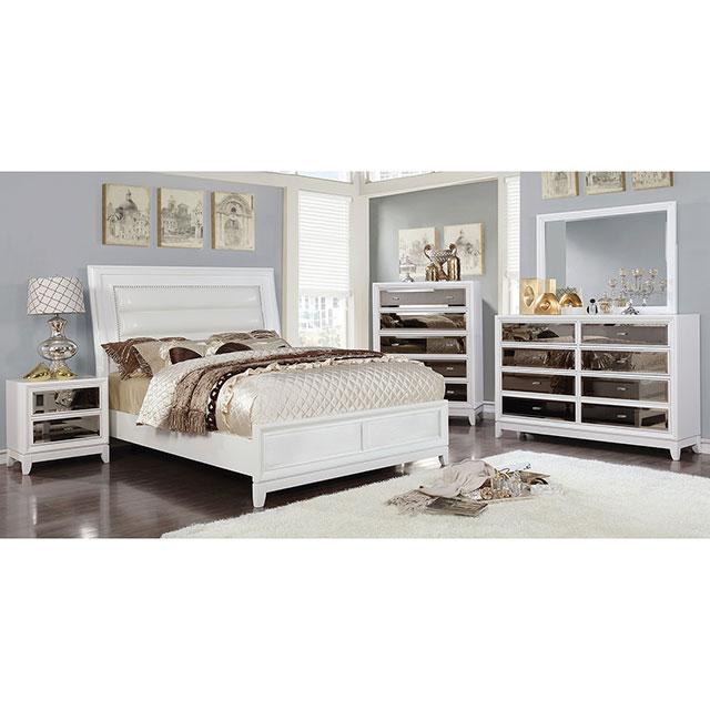 Golva E.King & Queen Bed White & Silver - US Furniture & Mattress (Waterbury,CT)*