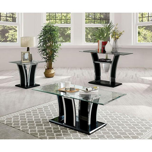 Staten Glossy Black/Chrome End Table - US Furniture & Mattress (Waterbury,CT)*