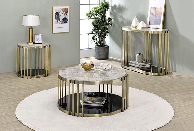 OFELIA Sofa Table, Antique Brass/Black - US Furniture & Mattress (Waterbury,CT)*